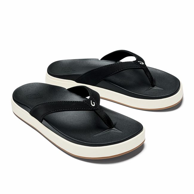 Sandalias Olukai Nu‘a Pi‘o - Chanclas Mujer Negros 20203-146